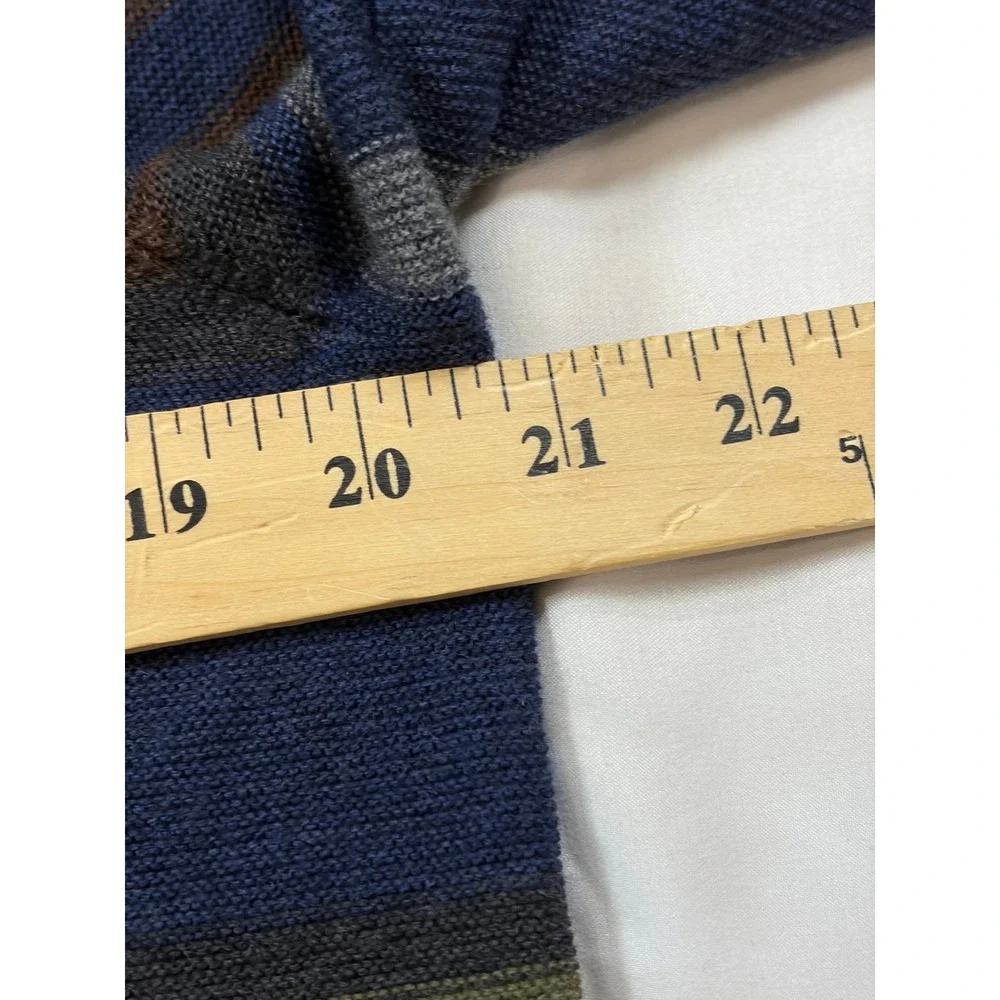 Robert Talbott Carmel Mens 100% Wool Striped Quarter Zip Sweater Blue Green M